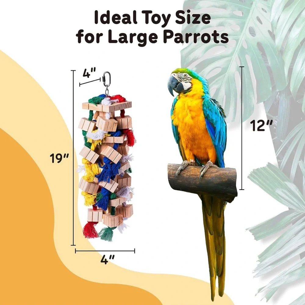 Large Bird Toy Durable Wooden Bird Chew Toy for Medium and Large-Sized Birds